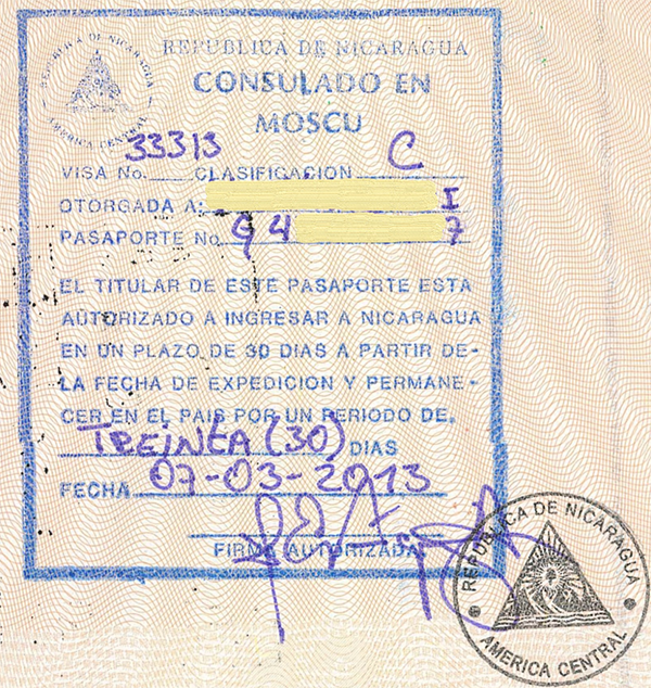 Hồ sơ xin visa Nicaragua